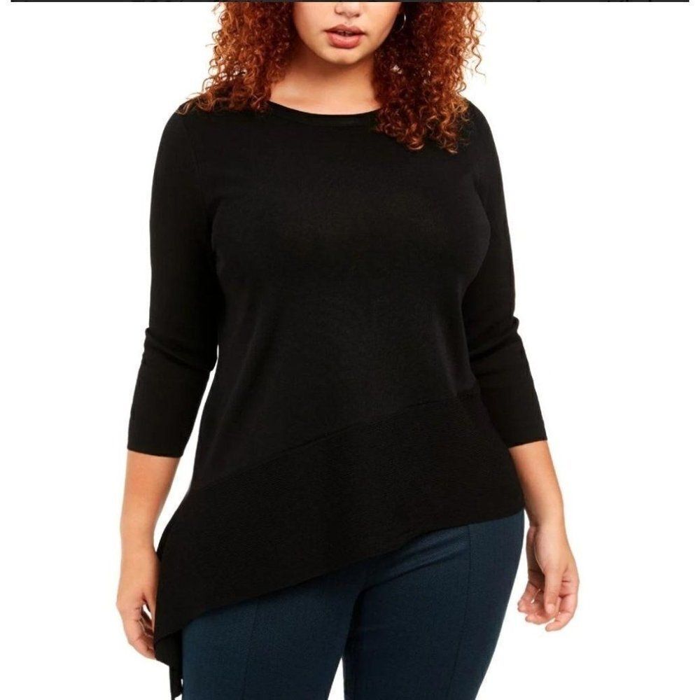 Anne Klein Plus Size Asymmetrical-Hem Sweater 2X